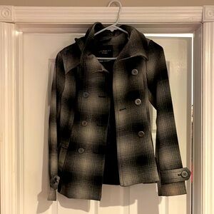 Celebrity Pink Gray Plaid Coat with hood